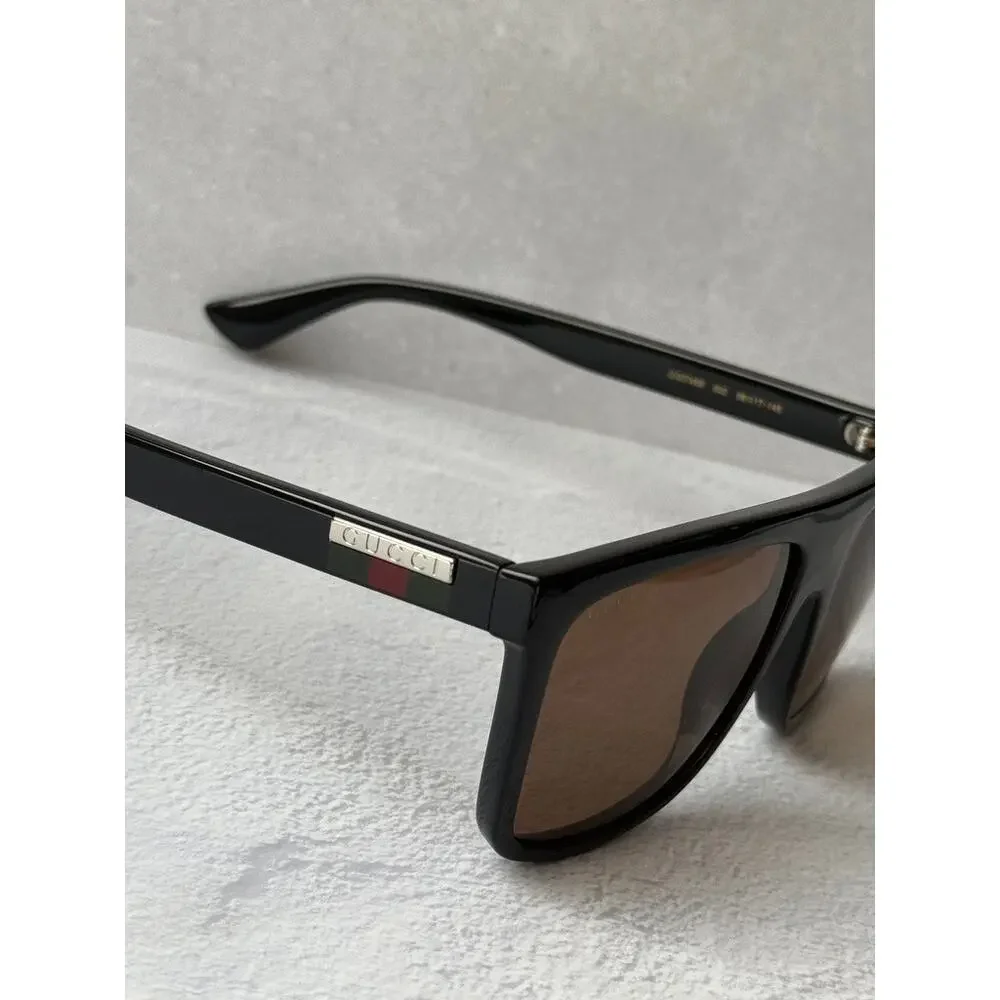 NEW Gucci GG0748S Black Brown Flat Top Unisex Sunglasses